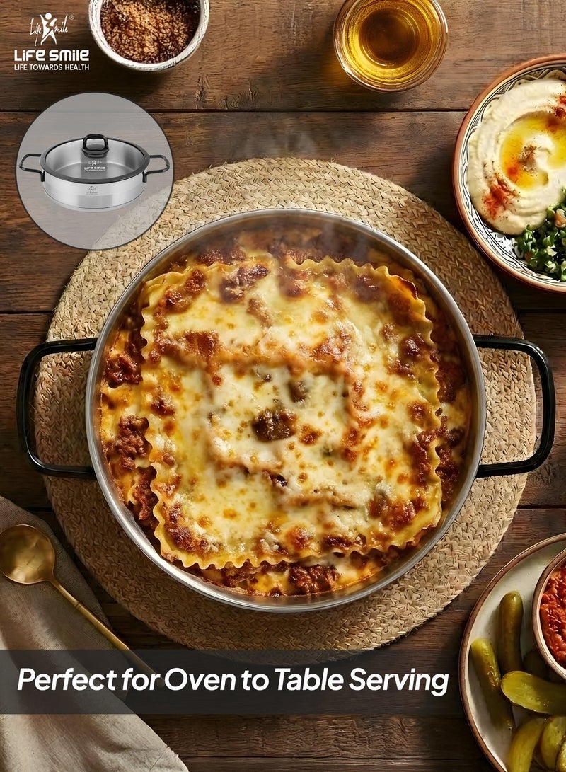 Life Smile 10-Piece Stainless Steel Cookware Set with Lids,20/24/28/32cm Casseroles,28cm Shallow Pot-Multi-Size Cooking Pots - Image 5